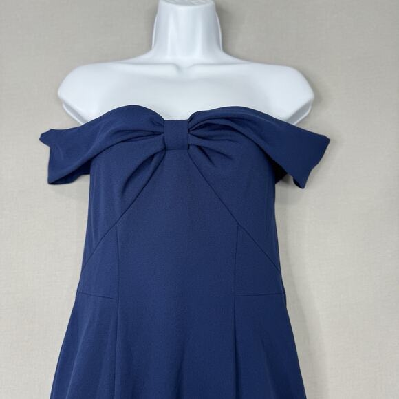 Gal Meets Glam Womens Dress 6 Blue Tyler Off The Shoulder Scuba Crepe Evening - Picture 2 of 14